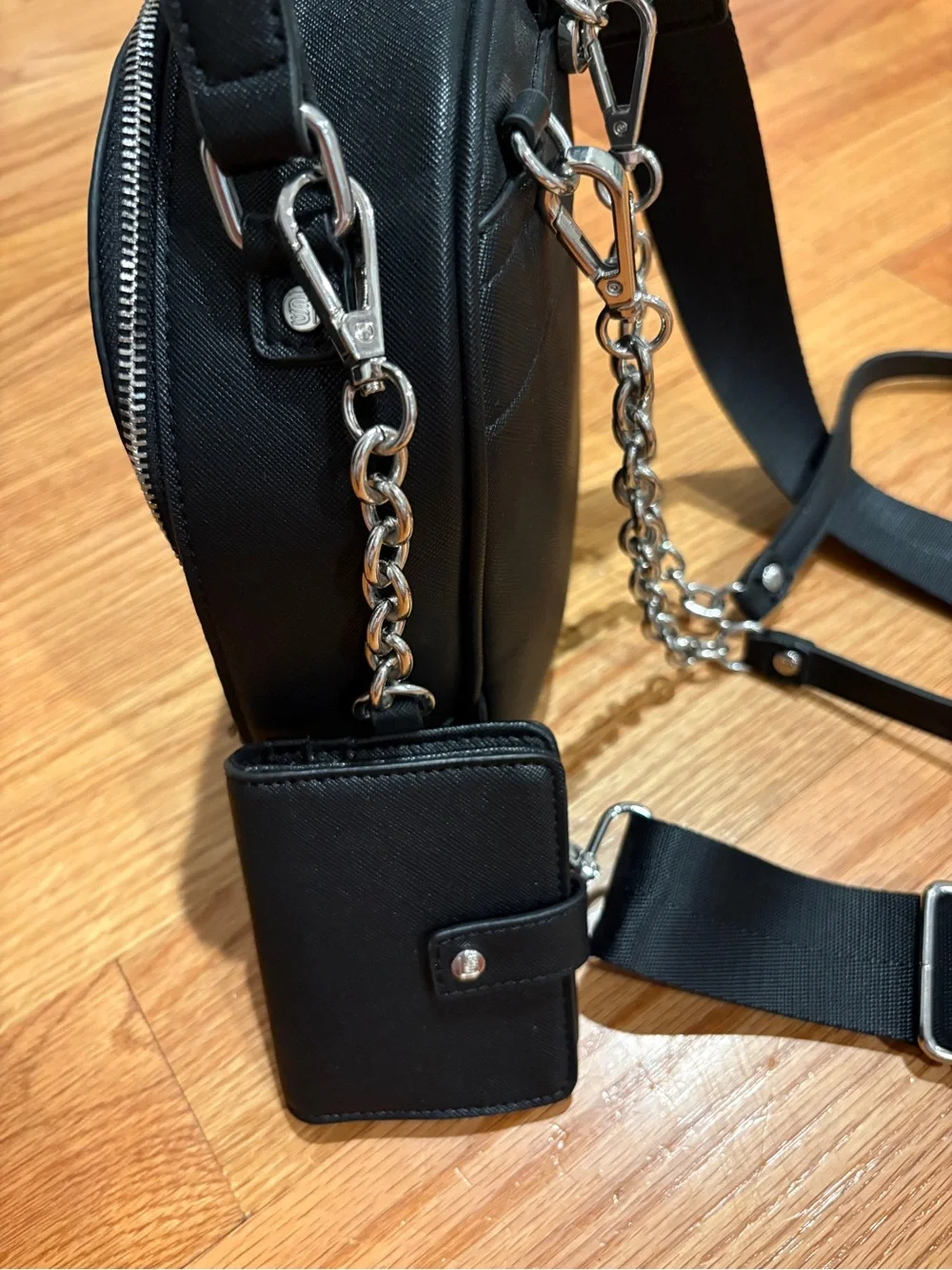 Black Mini Crossbody Backpack with Card Holder